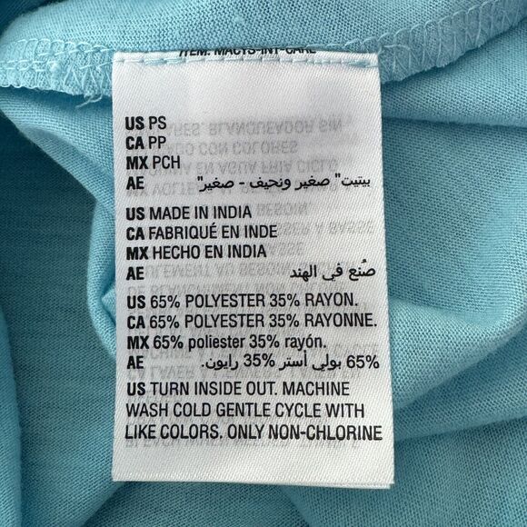 Style & Co Petite Small Top "Explore" Dolman Sleeve Lightweight Burnout Blue New - Picture 7 of 8